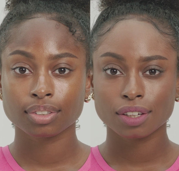 Black Girl before and after using Laneige Neo Foundation Matte